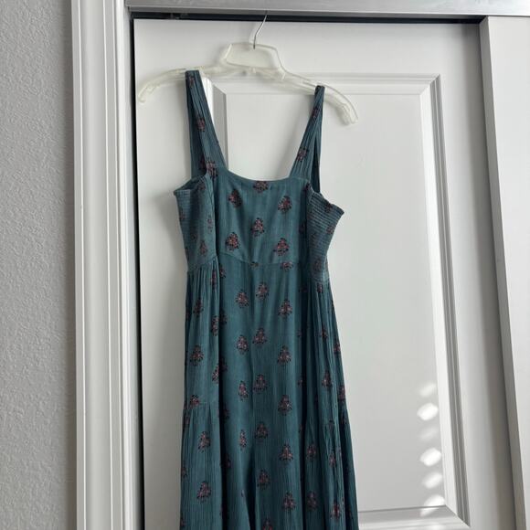 Natural Life Boho Wide Leg Jumpsuit Blue Floral Print Sleeveless Romper Sz L - Picture 8 of 14